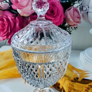 Outstanding VTG Pasabache Turkey Crystal Apothecary Jar Urn candy dish pedestal